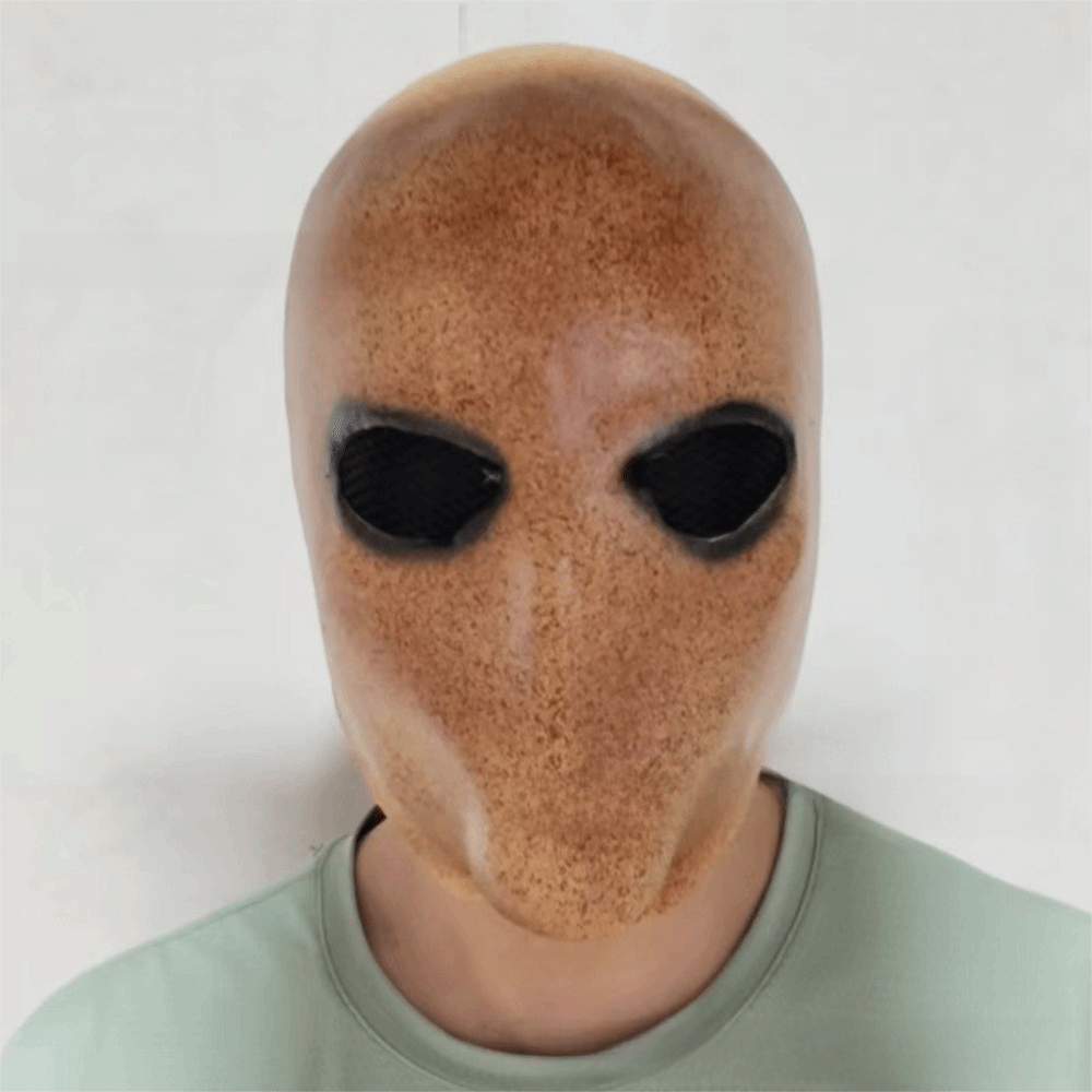 Latex Alien Mask Realistic - 顔のない男のハロウィーン用スレンダーマンマスク。無毒素材を使用。変装用、エイリアン、スカル、ラテックス製ヘルメット。リアルな3Dデザイン。パーティーやコスプレに最適。男女兼用。