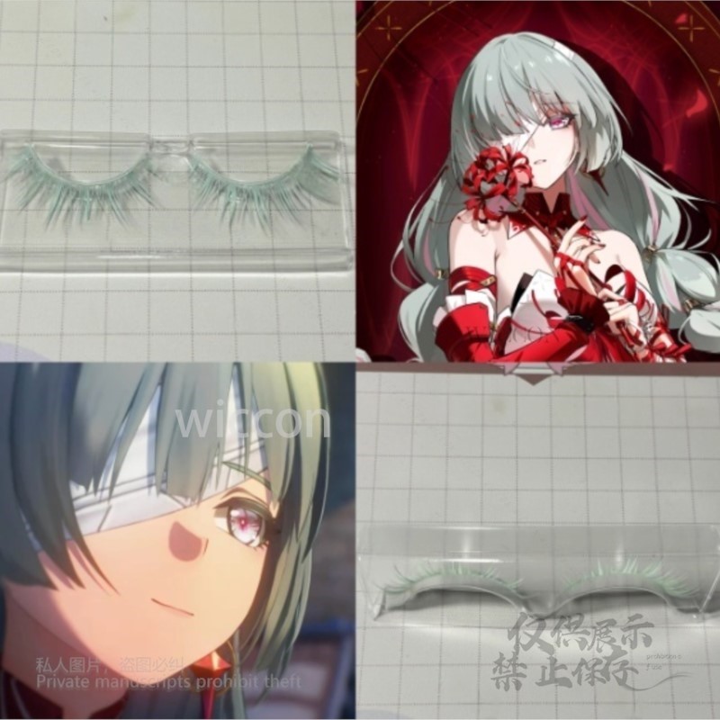 Anime Cosplay Wig Heat Resistant - アニメ Phrolova コスプレウィッググリーンピンク混合ウィッグ衣装イヤリング耐熱合成まつげ Phrolova ハロウィンパーティー