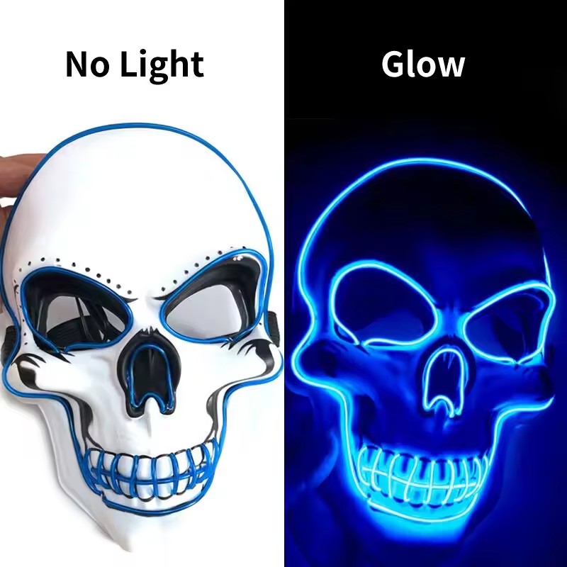 Led Purge Mask Halloween - LEDライトアップネオンマスク,パーティーマスク,楽しいマスク,お祭り,コスプレ,明るい色のスケルトン,シックな衣装用品