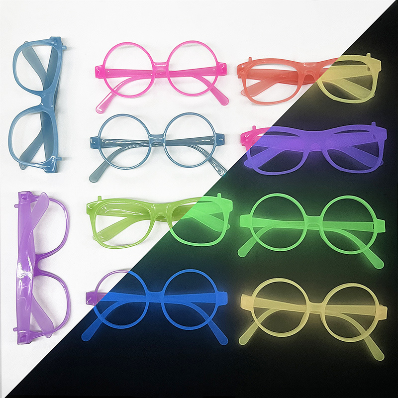 Glow In The Dark Party Glasses - 1個入り 暗闇で光るネオンメガネ パーティーグッズ 発光レトロフレーム眼鏡 誕生日 結婚式
