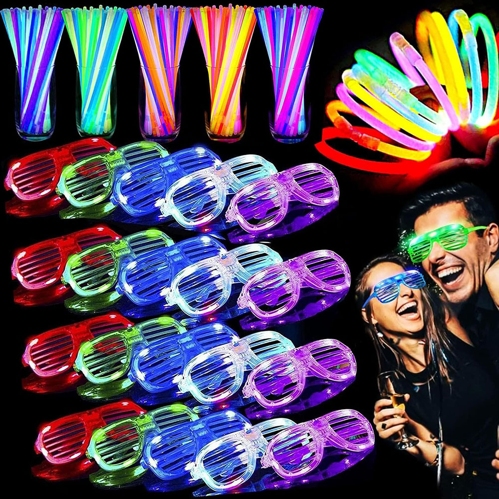 136 パック 暗闇で光る ライトアップ パーティー記念品  - Glow In The Dark Party Glasses のレビューと価格