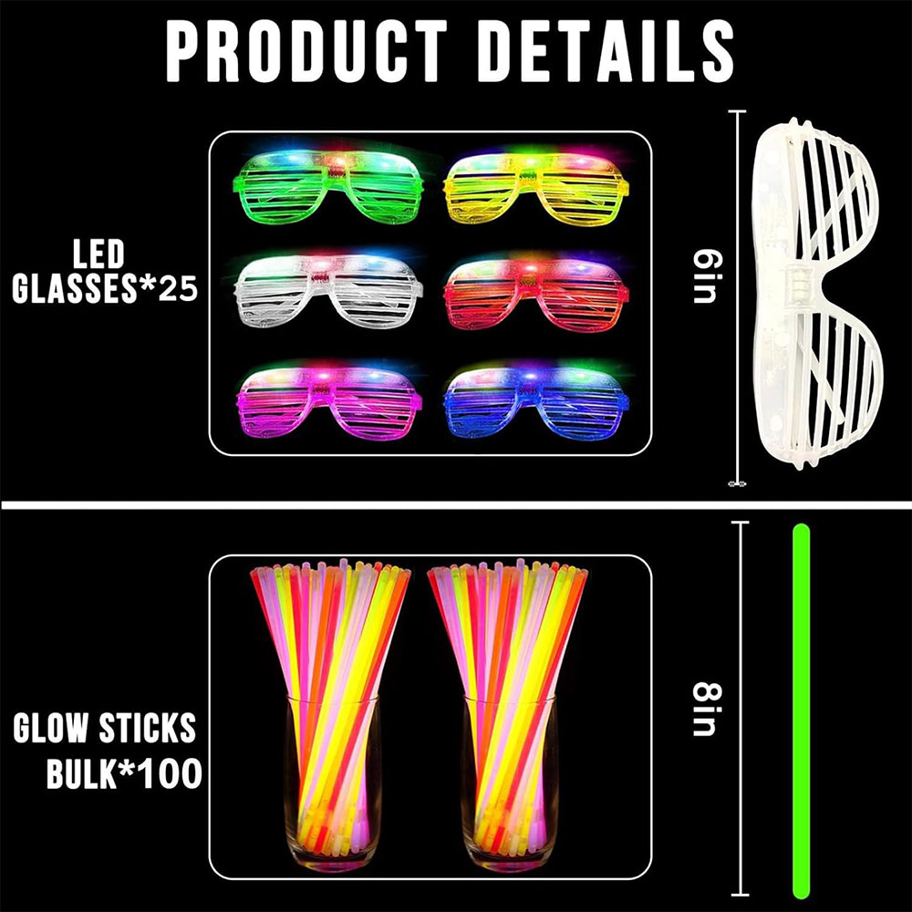 136 パック 暗闇で光る ライトアップ パーティー記念品  - Glow In The Dark Party Glasses のレビューと価格
