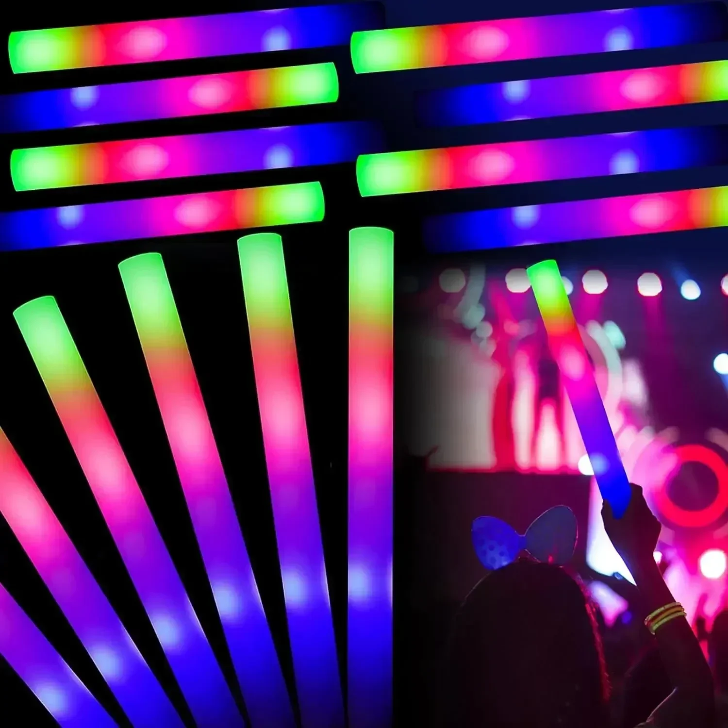 5/10/30 個 4 モードカラフルなフォームグロースティ - Flashing Led Foam Sticks Party のレビューと価格