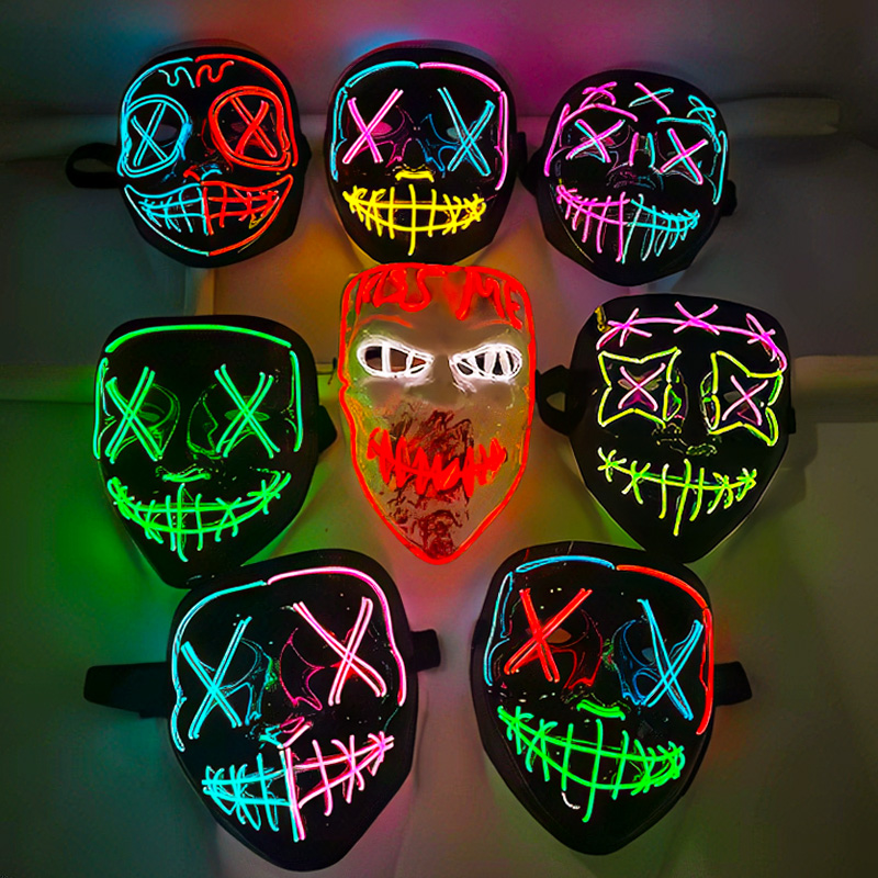 プロ仕様のパーソナライズ発光LEDパージマスク ハロウィンボ - Led Purge Mask Halloween のレビューと価格
