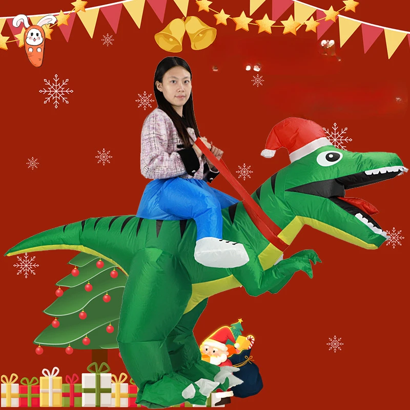 ティラノサウルス・レックスのクリスマス用インフレータブルコス - Inflatable Dinosaur Costume Adult のレビューと価格
